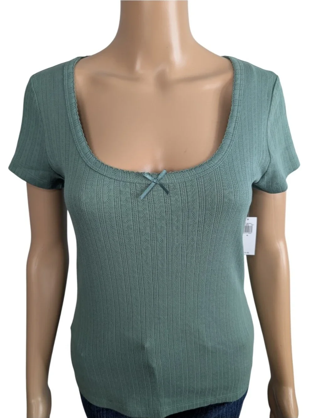 Old Navy Lace-Trim Ribbed Pointelle T-Shirt M